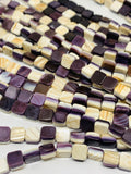 Wampum Quahog Shell Square Beads • 6 mm Size • 40 cm length • AAA Quality • Natural Wampum Shell • Purple Color • Origin East Coast USA