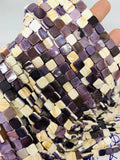 Wampum Quahog Shell Square Beads • 10 mm Size • 40 cm length • AAA Quality • Natural Wampum Shell • Purple Color • Origin East Coast USA
