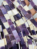 Wampum Quahog Shell Rectangle Beads • 10x14 mm Size • 40 cm length • AAA Quality • Purple Color • Origin East Coast USA