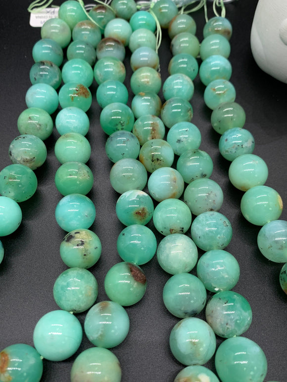 Chrysoprase Round Beads • 15 mm Size • Code #17 •  AAA quality • Length 40 Cm • Natural Chrysoprase beads • Origin Australia