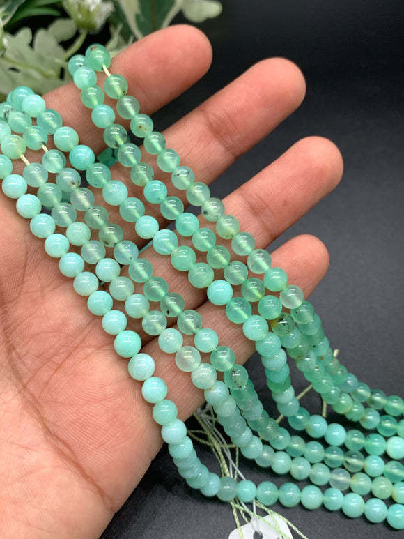 Chrysoprase Round Beads • 5.5 mm Size • AAAA quality • Length 40 Cm • Natural Chrysoprase beads • Origin Australia