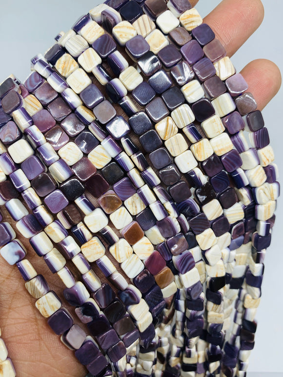 Wampum Quahog Shell Beads •  6mm Size • 40 cm length • AAA Quality • Natural Wampum Shell • Purple Color