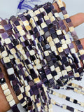 Wampum Quahog Shell Square Beads • 10 mm Size • 40 cm length • AAA Quality • Natural Wampum Shell • Purple Color • Origin East Coast USA