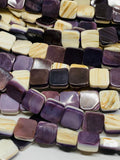 Wampum Quahog Shell Square Beads • 8 mm Size • 40 cm length • AAA Quality • Natural Wampum Shell • Purple Color • Origin East Coast USA