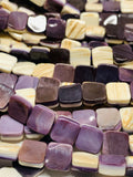 Wampum Quahog Shell Square Beads • 8 mm Size • 40 cm length • AAA Quality • Natural Wampum Shell • Purple Color • Origin East Coast USA