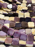 Wampum Quahog Shell Square Beads • 8 mm Size • 40 cm length • AAA Quality • Natural Wampum Shell • Purple Color • Origin East Coast USA