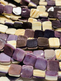Wampum Quahog Shell Square Beads • 10 mm Size • 40 cm length • AAA Quality • Natural Wampum Shell • Purple Color • Origin East Coast USA