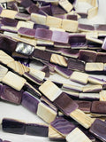 Wampum Quahog Shell Rectangle Beads • 10x14 mm Size • 40 cm length • AAA Quality • Purple Color • Origin East Coast USA
