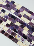Wampum Quahog Shell Rectangle Beads • 10x14 mm Size • 40 cm length • AAA Quality • Purple Color • Origin East Coast USA