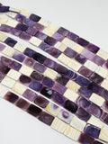 Wampum Quahog Shell Rectangle Beads • 10x14 mm Size • 40 cm length • AAA Quality • Purple Color • Origin East Coast USA