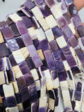 Wampum Quahog Shell Rectangle Beads • 10x14 mm Size • 40 cm length • AAA Quality • Purple Color • Origin East Coast USA