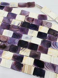 Wampum Quahog Shell Rectangle Beads • 12x16 mm Size • 40 cm length • AAA Quality • Purple Color • Origin East Coast USA