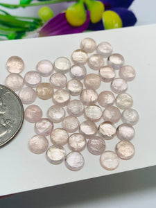 Morganite Round Cabochon • 7 mm Size  • Pack of 6 Pcs •  AAA Quality • Natural Morganite Round Cabochon • Morganite Cabs