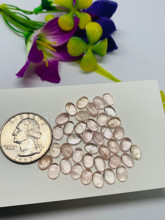 Morganite Oval Cabochon • 5x7 mm Size  • Pack of 10 Pcs •  AAA Quality • Natural Morganite  Cabochon • Morganite Cabs