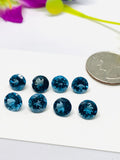 Blue Topaz Faceted Round - 7 mm Size - AAA Quality - Pack 1 Piece - Natural London Blue Topaz Stone - Loose gemstone