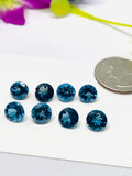London Blue Topaz Faceted Round - 8 mm Size - AAA Quality - Pack 1 Piece - Natural London Blue Topaz Stone - Loose gemstone