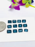 Blue Topaz Faceted Rectangle - 6x8 mm Size - AAA Quality - Pack 1 Piece - Natural London Blue Topaz Stone - Loose gemstone