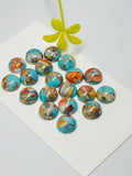 8MM Turquoise,spiny copper Cabochon •  AAA Quality • Pack of 4 Pieces Natural Turquoise Cabs •  Copper Turquoise .