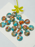 8MM Turquoise,spiny copper Cabochon • AAA Quality • Pack of 4 Pieces Natural Turquoise Cabs • Copper Turquoise .