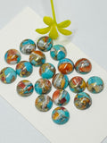 8MM Turquoise,spiny copper Cabochon •  AAA Quality • Pack of 4 Pieces Natural Turquoise Cabs •  Copper Turquoise .