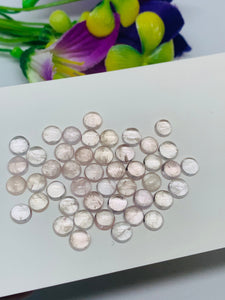 Morganite Round Cabochon • 5 mm Size  • Pack of 8 Pcs •  AAA Quality • Natural Morganite Round Cabochon • Morganite Cabs