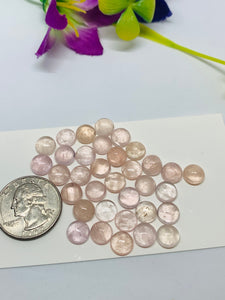 Morganite Round Cabochon • 8 mm Size  • Pack of 4  Pcs •  AAA Quality • Natural Morganite Round Cabochon • Morganite Cabs