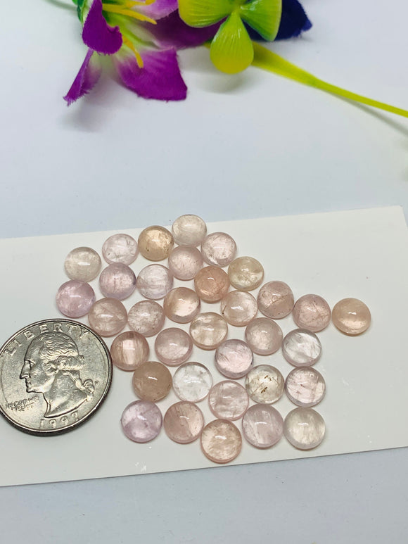 Morganite Round Cabochon • 8 mm Size  • Pack of 4  Pcs •  AAA Quality • Natural Morganite Round Cabochon • Morganite Cabs