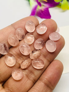 Morganite Oval Cabochon • 8x10  mm Size  • Pack of 4 Pcs •  AAA Quality • Natural Morganite  Cabochon • Morganite Cabs