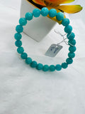 Amazonite carving 8 MM Round Beaded Bracelet . Length in 7.5 Inch Stretch Bracelet, Amazonite carved Bracelet-