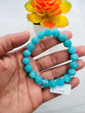 Amazonite carving 10MM Round Beaded Bracelet . Length in 7.5 Inch Stretch Bracelet, Amazonite carved Bracelet-