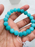 Amazonite carving 10MM Round Beaded Bracelet . Length in 7.5 Inch Stretch Bracelet, Amazonite carved Bracelet-