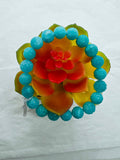 Amazonite carving 10MM Round Beaded Bracelet . Length in 7.5 Inch Stretch Bracelet, Amazonite carved Bracelet-