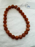 Sunstone carving Bracelet 8 mm size-- Sunstone carved Round Bracelet -Natural Sunstone Beaded Bracelet - Length 7.5 Inch in Stretchable Cord