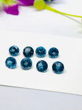 Blue Topaz Faceted Round - 7 mm Size - AAA Quality - Pack 1 Piece - Natural London Blue Topaz Stone - Loose gemstone