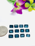 Blue Topaz  Faceted Rectangle - 6x8 mm Size -  AAA Quality  - Pack 1 Piece -  Natural London Blue Topaz Stone -  Loose gemstone