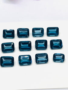 Blue Topaz  Faceted Rectangle - 7X9 mm Size -  AAA Quality  - Pack 1 Piece -  Natural London Blue Topaz Stone -  Loose gemstone