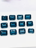Blue Topaz Faceted Rectangle - 6x8 mm Size - AAA Quality - Pack 1 Piece - Natural London Blue Topaz Stone - Loose gemstone