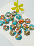 8MM Turquoise,spiny copper Cabochon • AAA Quality • Pack of 4 Pieces Natural Turquoise Cabs • Copper Turquoise .
