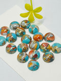 8MM Turquoise,spiny copper Cabochon •  AAA Quality • Pack of 4 Pieces Natural Turquoise Cabs •  Copper Turquoise .