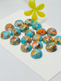 8MM Turquoise,spiny copper Cabochon •  AAA Quality • Pack of 4 Pieces Natural Turquoise Cabs •  Copper Turquoise .