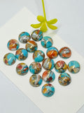 8MM Turquoise,spiny copper Cabochon • AAA Quality • Pack of 4 Pieces Natural Turquoise Cabs • Copper Turquoise .