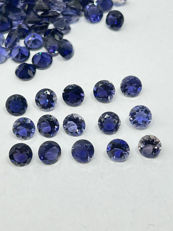 Iolite Round 7MM Faceted • Pack of 2 Pcs • AAA Quality • Iolite Round Cut Stone • Iolite Stones