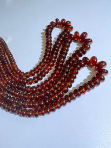 Hessonite Garnet 5-12mm Smooth Roundel Beads , necklace of 16" fine color and good quality beads