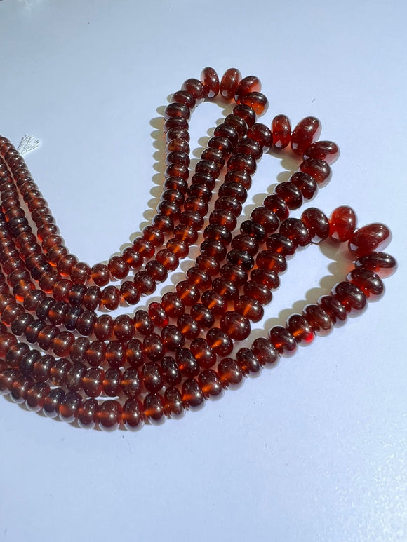 Hessonite Garnet 5-12mm Smooth Roundel Beads , necklace of 16