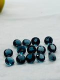 London Blue Topaz 6MM Faceted Round - AAA Quality - Pack 2 Piece - Natural London Blue Topaz Stone - Loose gemstone
