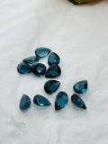 Blue Topaz Faceted Pear - 5X7-8 mm Size -  AAA Quality  - Pack 2 Piece -  Natural London Blue Topaz Stone -  Loose gemstone