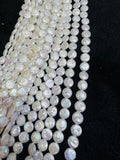 10MM Freshwater Pearl Smooth Coin AAA Quality -Natural Pearl Coin shape , length 16" - Very Fine Quality- White Color Coins