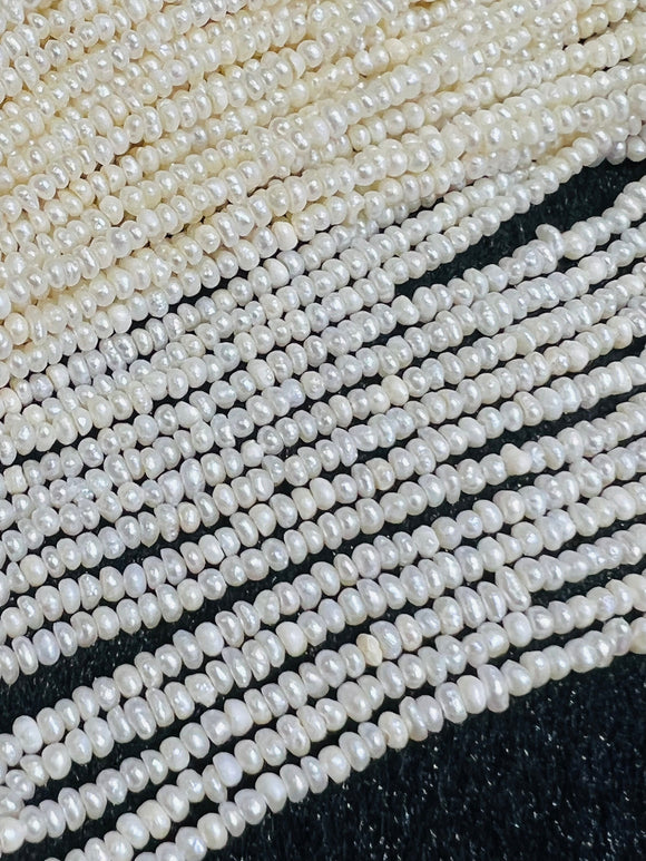 Freshwater Pearl Seed Beads 2.5- 3 mm Size - Natural White Freshwater Pearl Tiny Beads -  AAA Grade