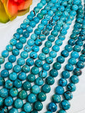 Turquoise Round Beads 8mm Size - 100 % Genuine Stone , Length in 15 Inch , American Turquoise Round Beads