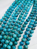 Turquoise Round Beads 8mm Size - 100 % Genuine Stone , Length in 15 Inch , American Turquoise Round Beads